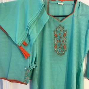 Mint 3pc pakistani embroidered suit